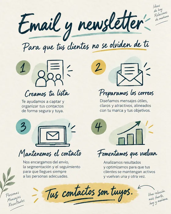 Email y newsletter: qué incluye, en una infografía.