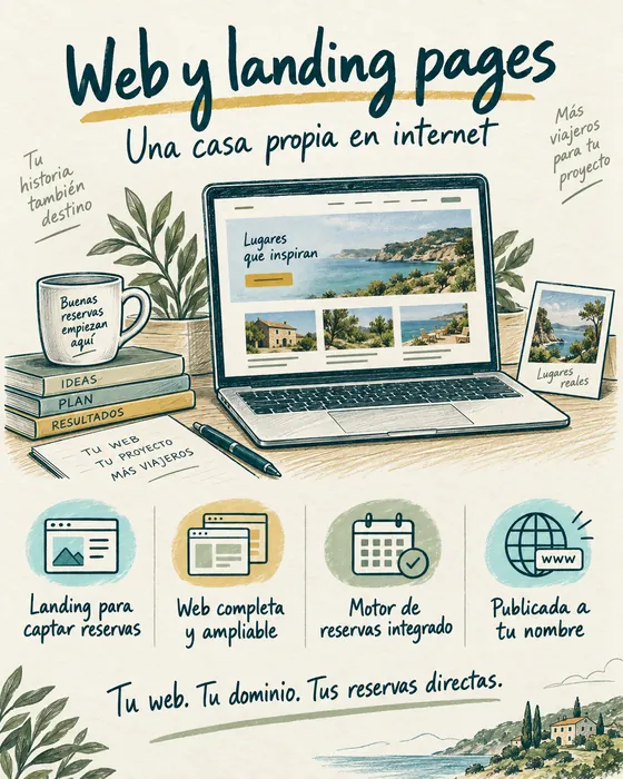 Web y landing pages: qué incluye, en una infografía.