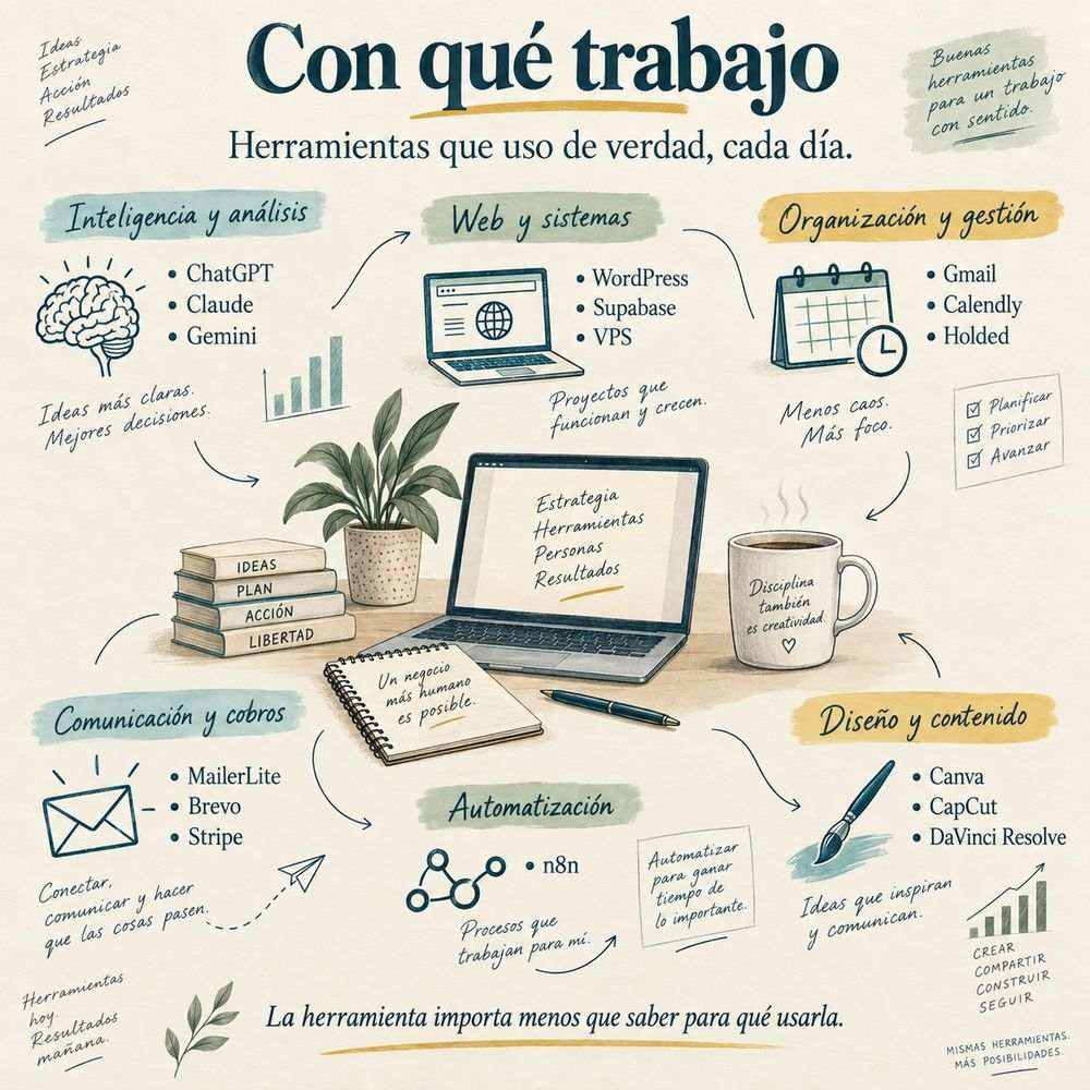 Con qué trabajo: herramientas de inteligencia artificial, web, organización, comunicación, automatización y diseño